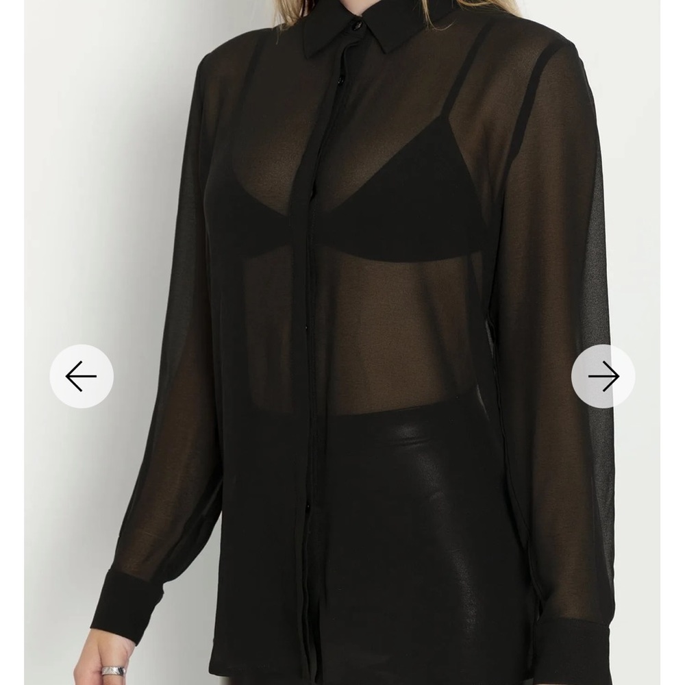 BLACKMILK NWT sheer black button up shift LIMITED EDITION